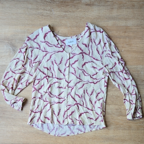 ba&sh Clea Printed Crepe Blouse Sz 2 - Picture 3 of 11